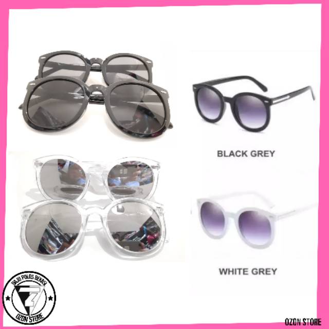 Kacamata HITAM Lensa Transparan Fashion Wanita Pria Frame Sunglasess Bingkai Optik Murah LIST GREY