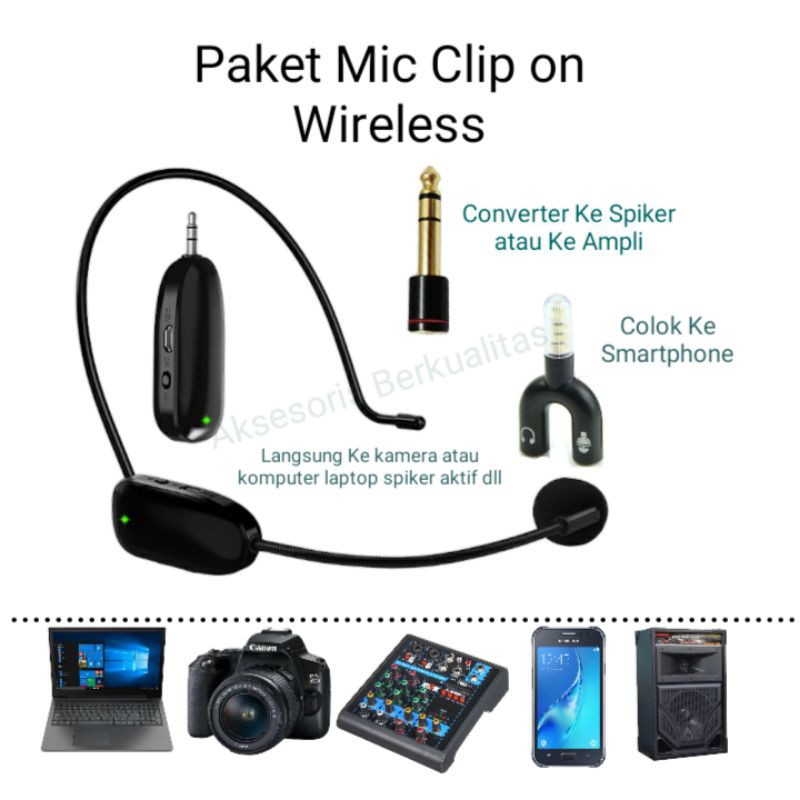 Jual Paket Mic Clip on Wireless Microphone Kancing mikrofon kecil