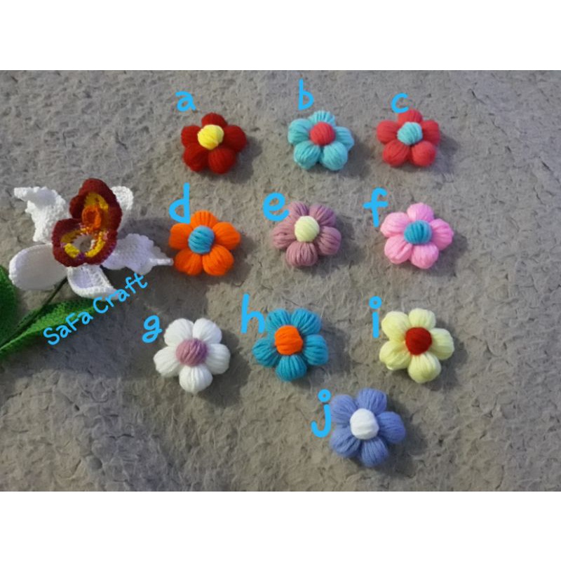 [PRICE] APLIKASI RAJUT BUNGA GEMBUL /bunga puff/MILK COTTON 5 KELOPAK