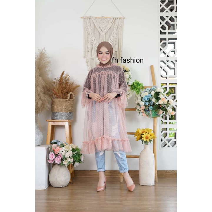 TUNIK ELMIRA PREMIUM KOREAN STYLE / TANPA FURING / TILE POLKADOT