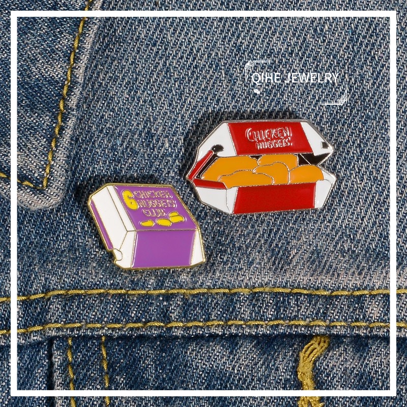 Bros Pin Enamel Desain Kartun Makanan Ayam Nugget Untuk Anak