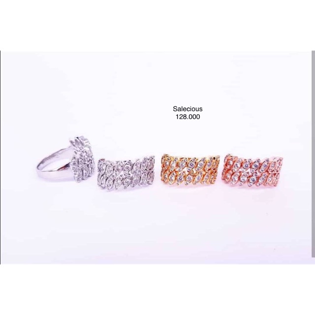 Cincin perhiasan Lapis emas luxury dengan zircon italy asli