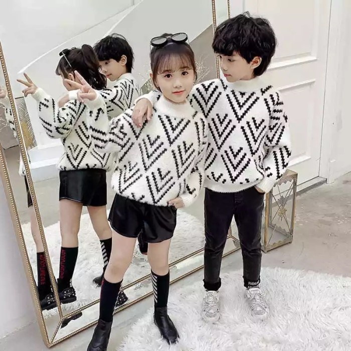 Sweater Bulu Anak Tebal Unisex untuk Musim Dingin Winter