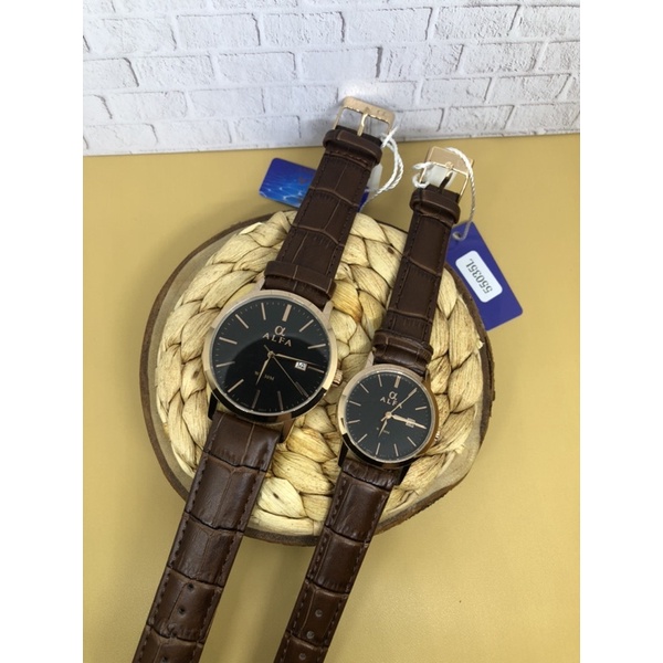 JAM TANGAN PRIA WANITA couple ALFA 55035L brown rosegold ORIGINAL 1000%