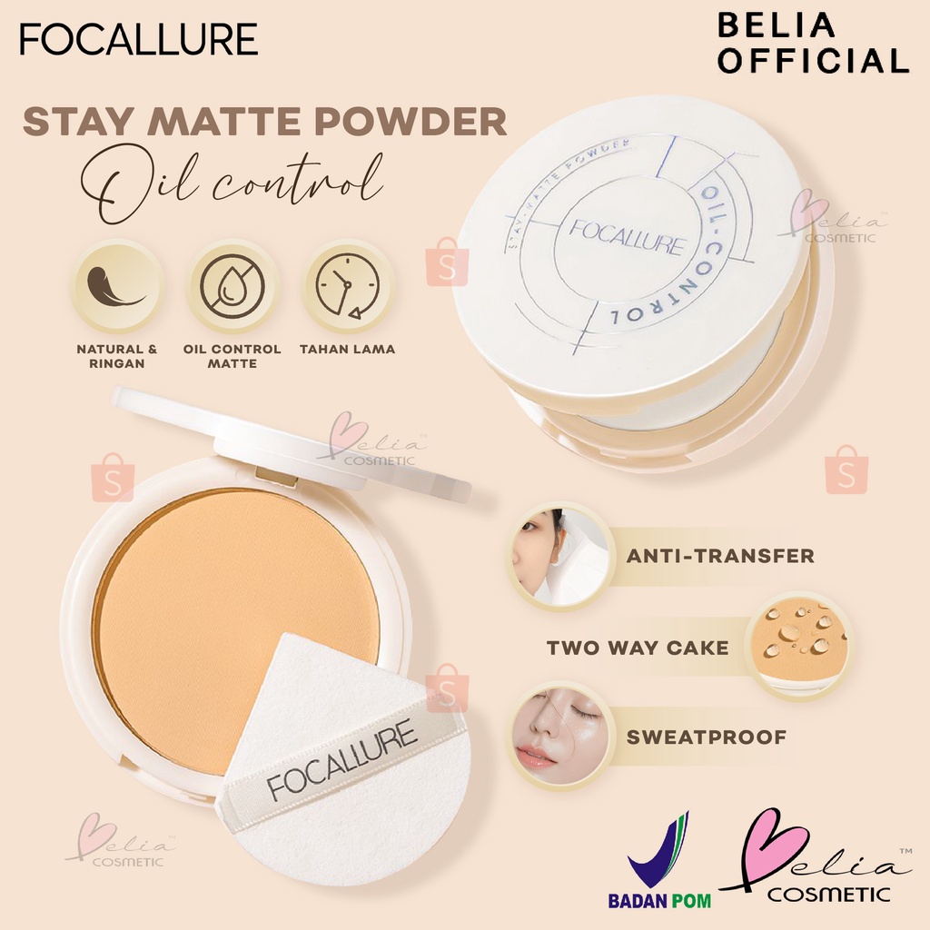 ❤ BELIA ❤ FOCALLURE Oil-Control Stay-Matte Powder FA236 | Bedak Hingga 12 Jam Two Way Cake | Bedak Padat | BPOM