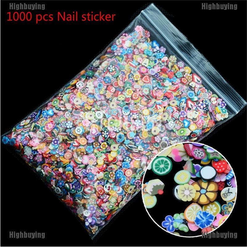 Hbid 1000pcs Fimo Clay Bentuk Buahhewan 3D Untuk Dekorasi Nail Art DIY