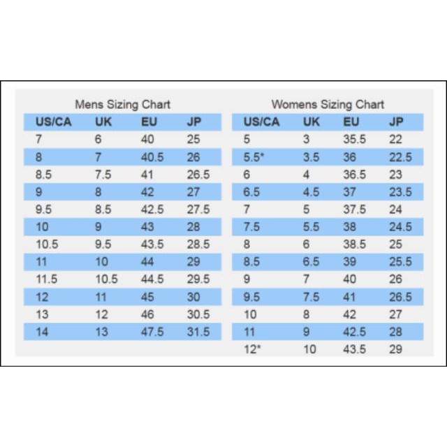 asics tiger size guide