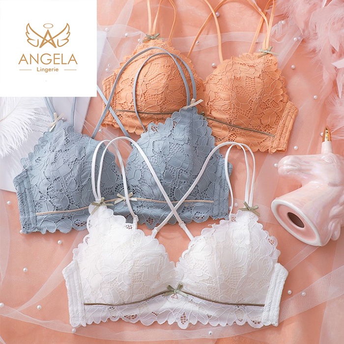 ANGELA PREMIUM JAPAN Bra BH Push Up Set Tanpa Kawat Celana Dalam Wanita Bikini Sport Beha Lingerie Korea Fashion Remaja Perempuan Sexy Stretch Pakaian Dalam BISA COD Renang Motif Cewek Pita Bunga Murah Irene