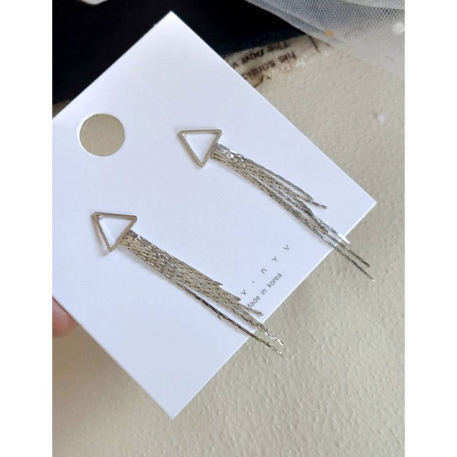 LRC Anting Tusuk Fashion Triangular Tassel Irregular Earrings F4881X