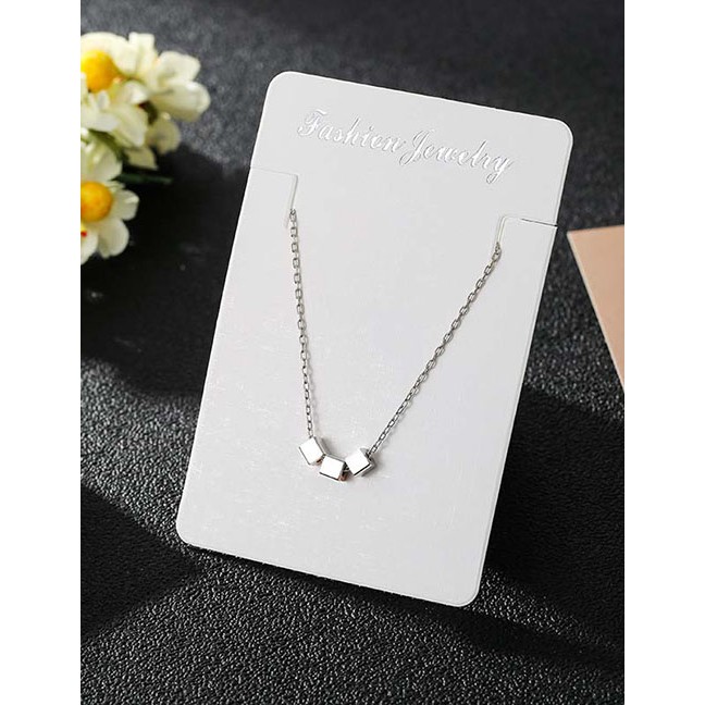 LRC Kalung Fashion Silver Geometric Zircon Necklace D32573