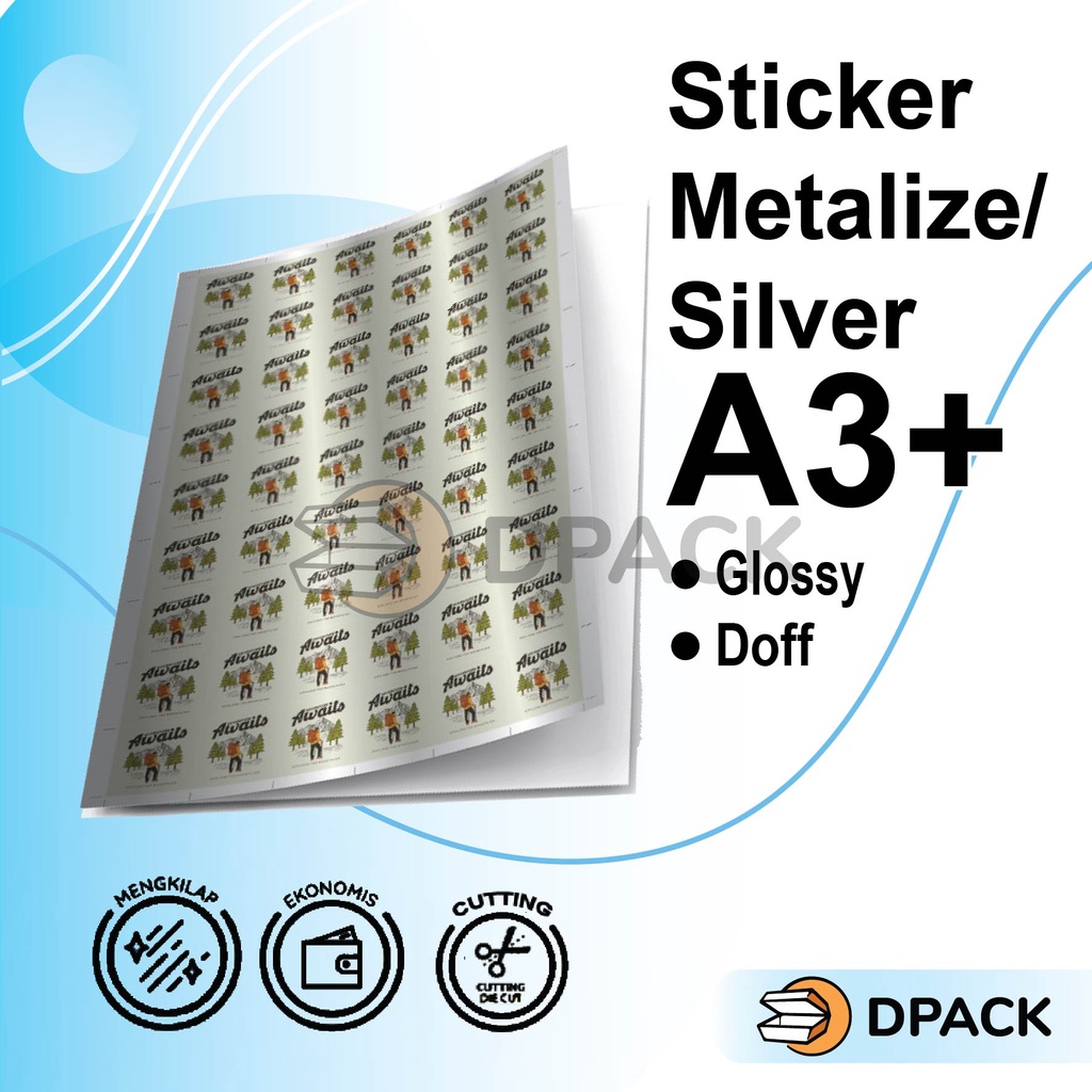 

Cetak stiker | Print Sticker Silver Metalize A3+ & Kiss Cut