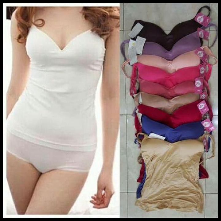 EKSKLUSIF TANKTOP BRA / SINGLET + BUSA TIPIS - CREAM