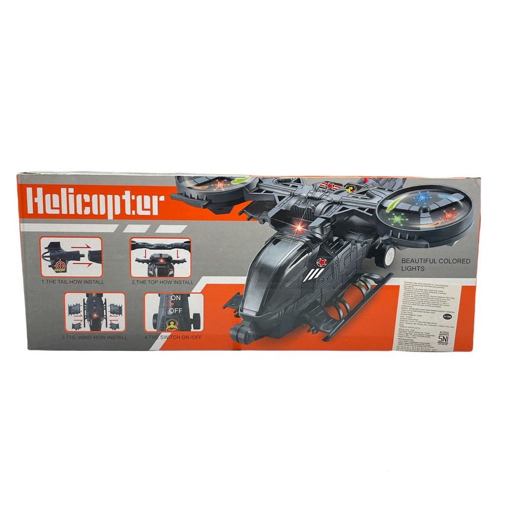 Mainan Anak MODEL HELICOPTER BLACK HAWK 237-3 Musik Dan Lampu SNI NEW