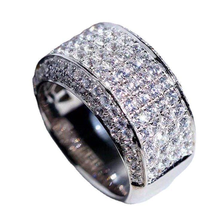 Cincin Berlian Penuh Bahan Stainless Untuk Aksesoris Wanita