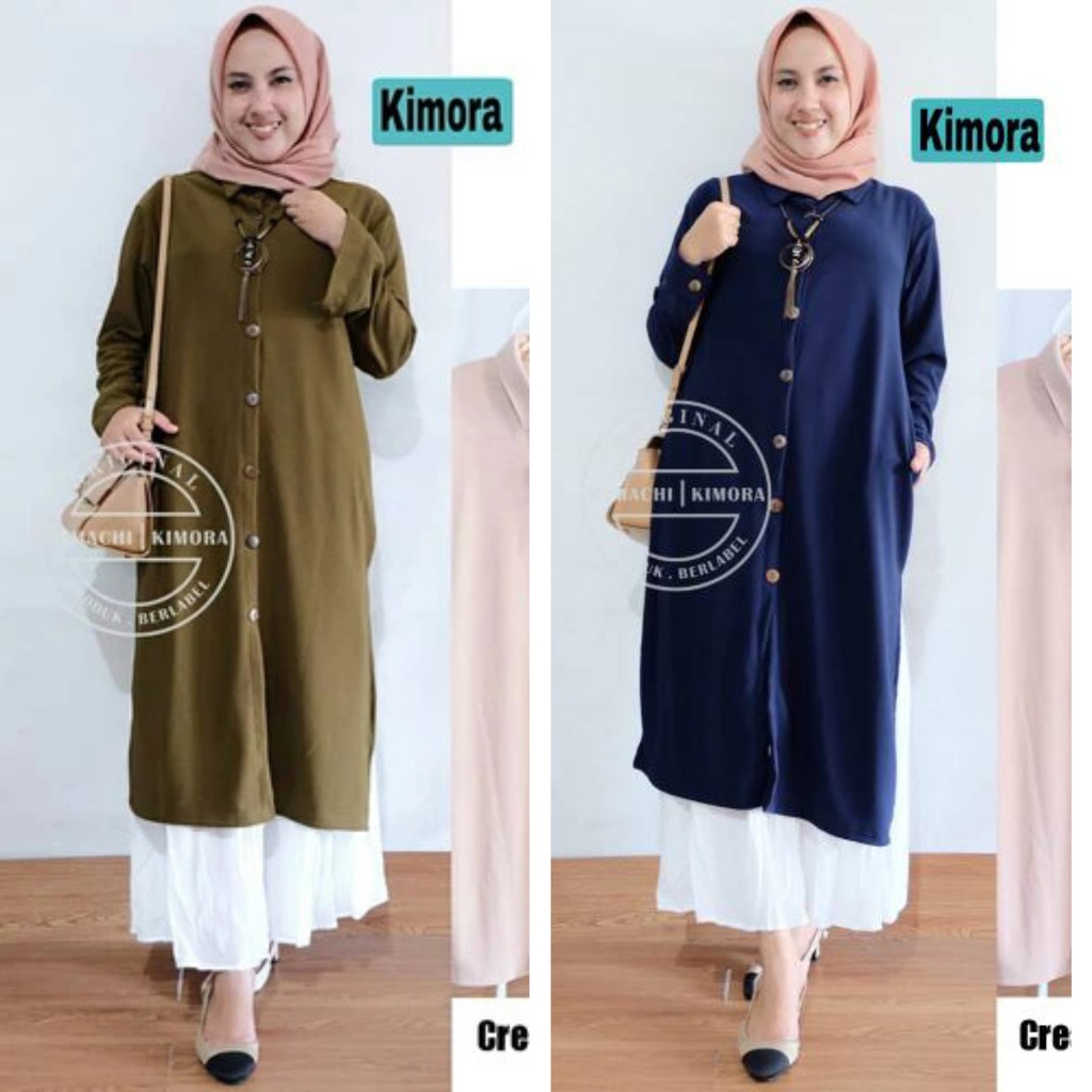 (DBY) TUNIK KIMORA FULL KANCING DAILY BUSUI WANITA LONG TUNIK MOSCREPE