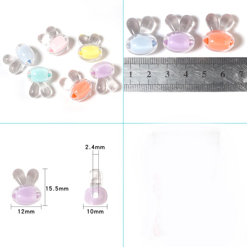 10pcs Manik-Manik Bentuk Telinga Kelinci Bahan Akrilik Untuk Aksesoris DIY Charms