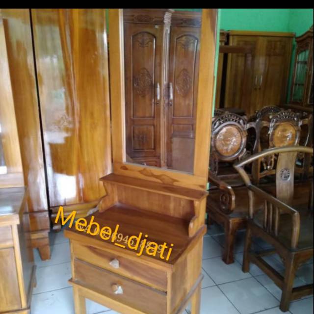 Tolet meja rias 1/5 biro kayu jati