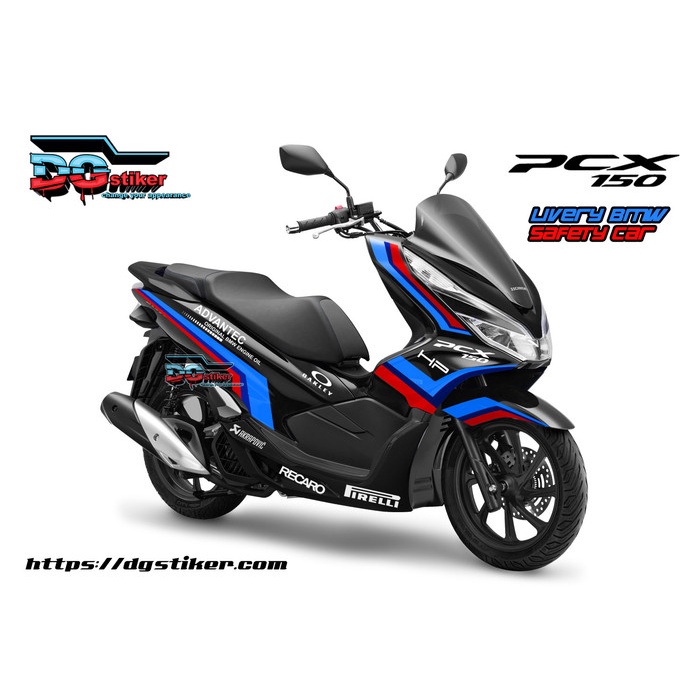 Stiker Modifikasi Pcx Lokal hitam Livery BMW Safety Car