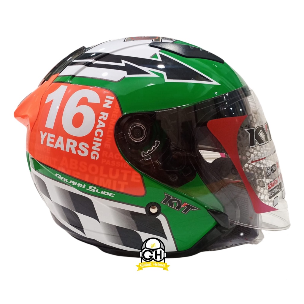 HELM KYT GALAXY FLAT R MOTIF MUGELLO GP RACE CIRCUIT DOUBLE VISOR KYT HALF FACE