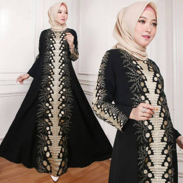DABSHOP Baju  Abaya  Bordir Ara Busana Muslim Wanita 