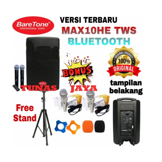 Paket Aktif Speaker Baretone MAX10HE 10 inch Tws Bluetooth Original resmi