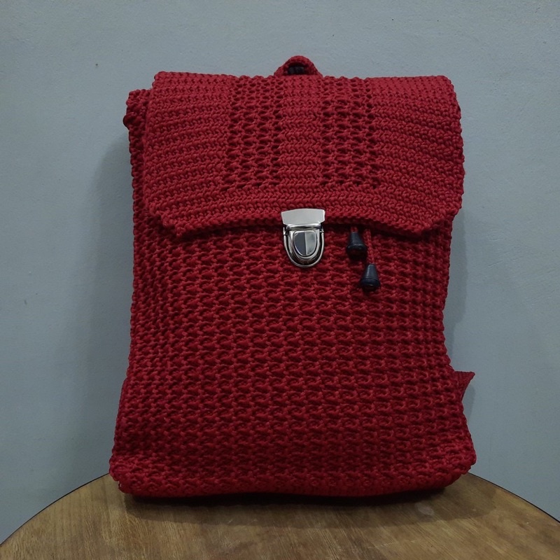 TAS RAJUT RANSEL POLOS WANITA