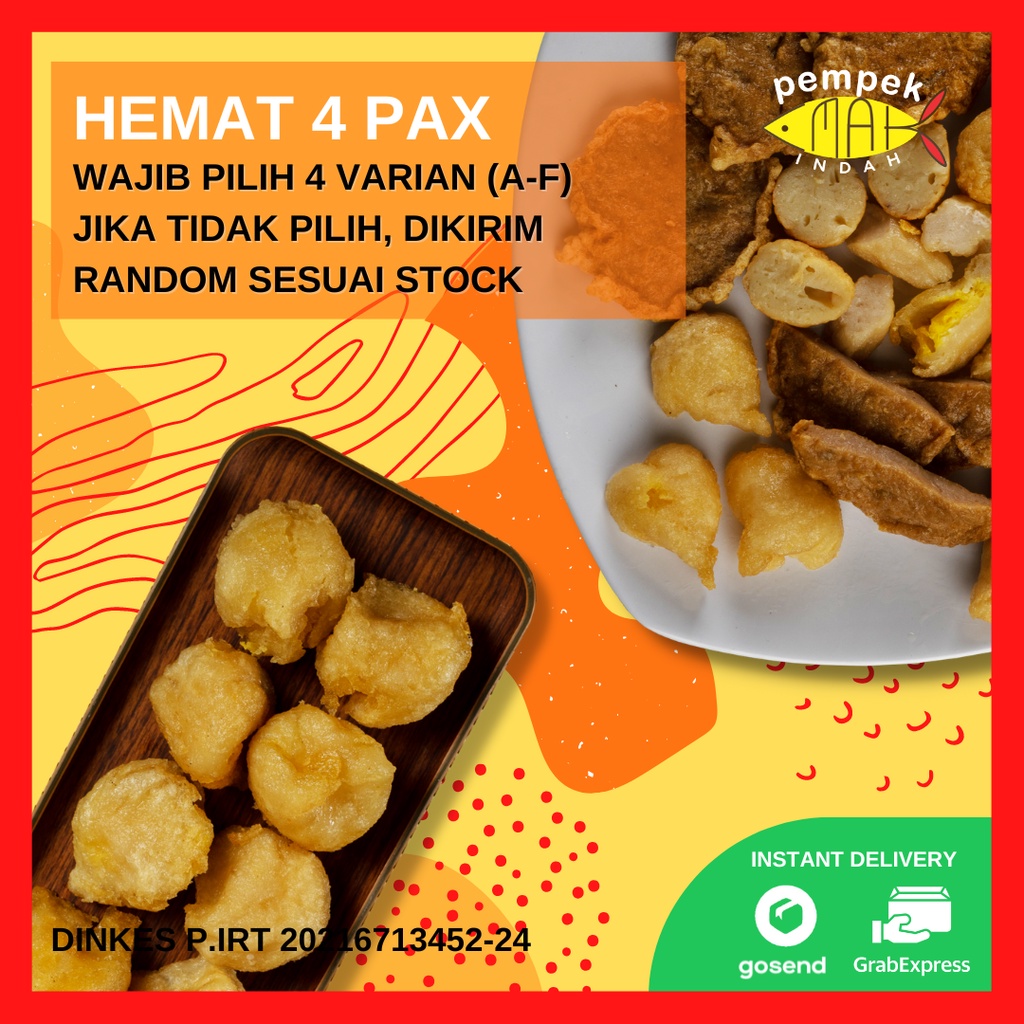 PEMPEK EMAK INDAH - PEMPEK MPENAK PALEMBANG ASLI IKAN TENGGIRI - Paket Hemat 4 Pax WAJIB PILIH VARIAN