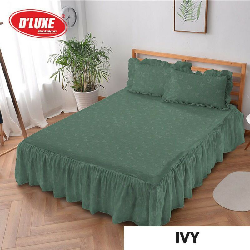 Sprei Rumbai King 180 Embos IVY -Hijau Tua - Hijau Army Kintakun D'luxe
