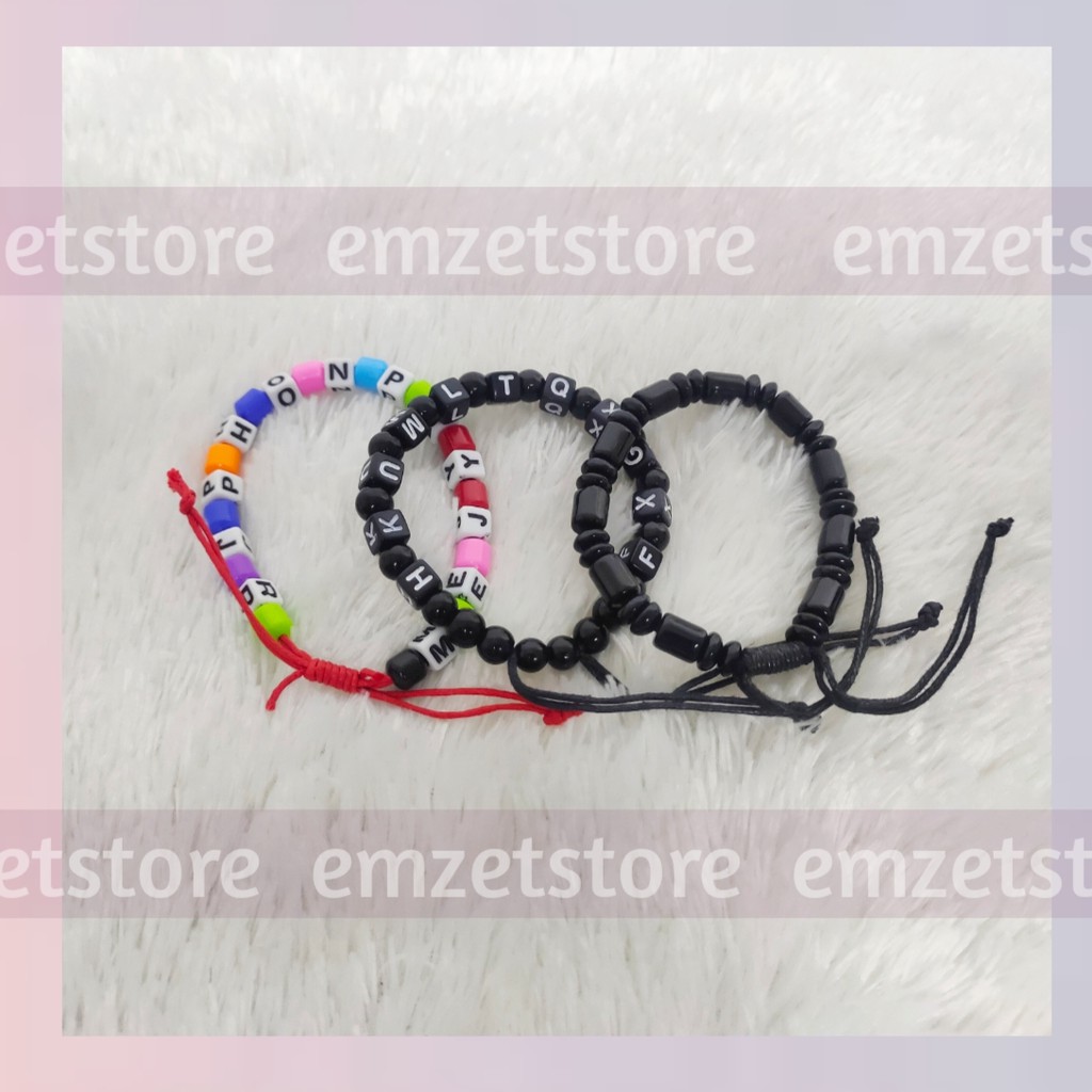 Gelang Tangan Manik-Manik Model Tali Serut/Aksesoris Pria dan Wanita/ Gelang Akrilik Murah