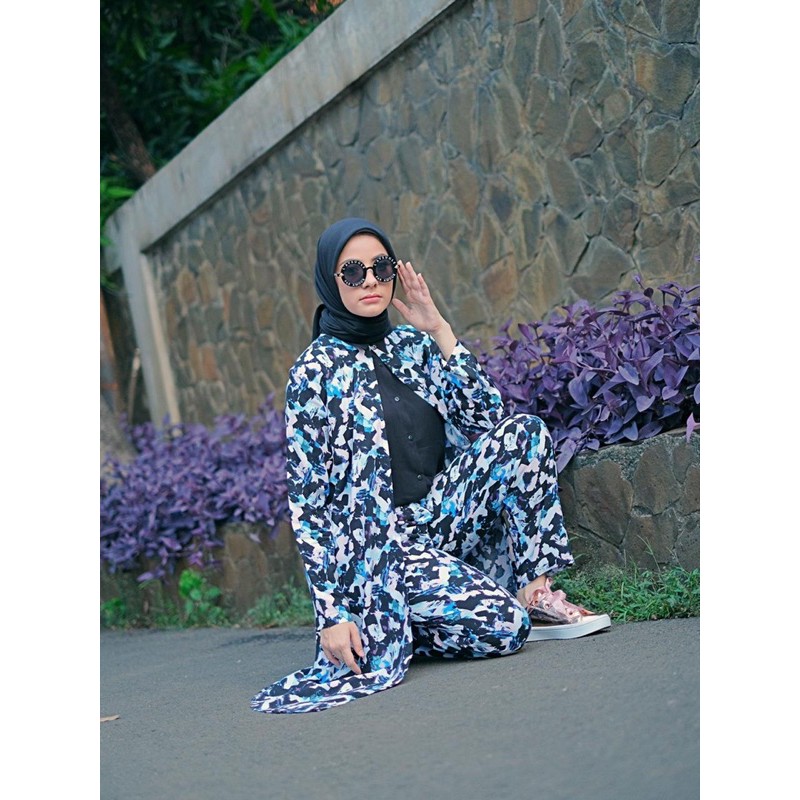 Ounadoutfit MOZAIC set outer / setelan muslim wanita / oneset outer motif wanita / set celana muslim / setelan panjang wanita