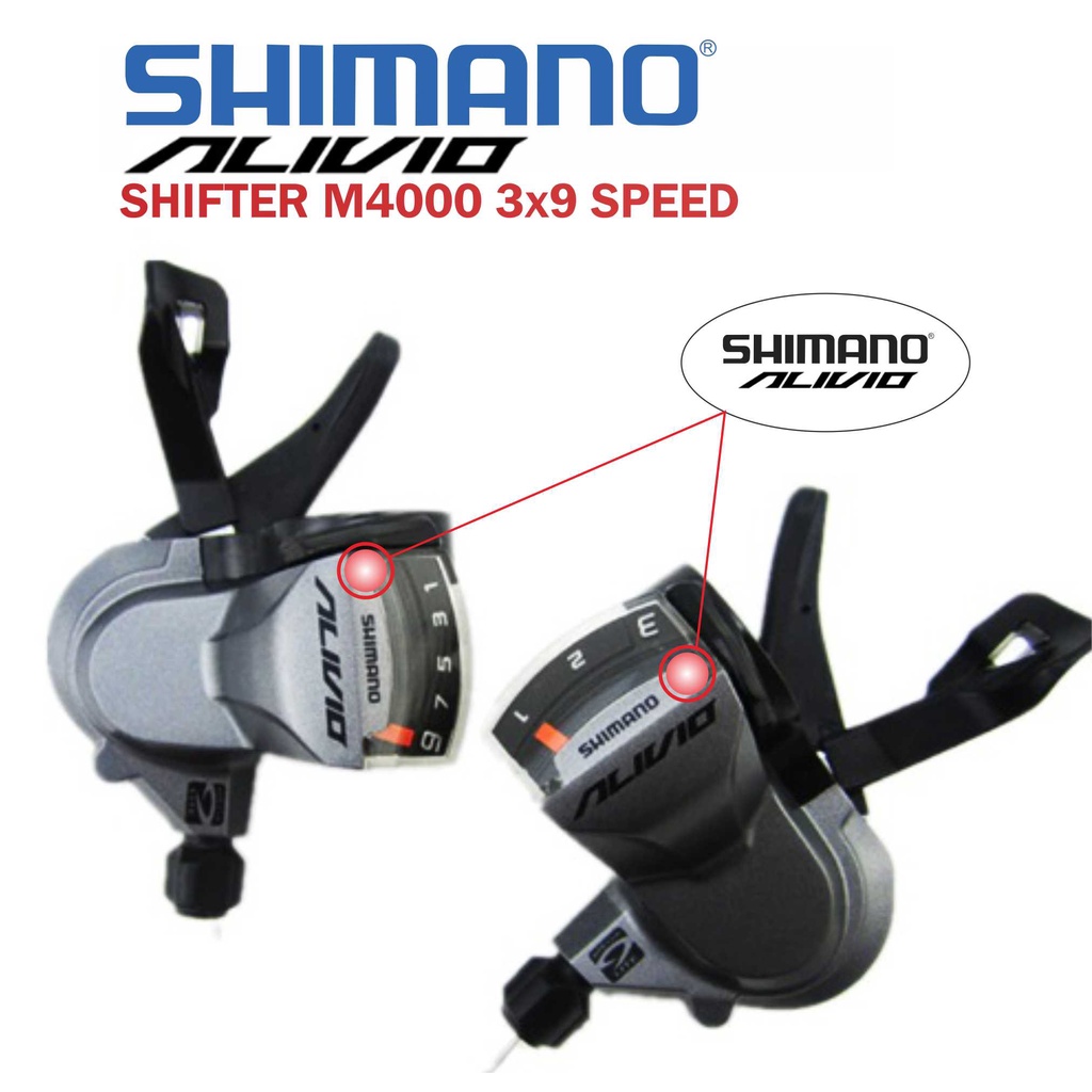 SHIMANO ALIVIO 9 Speed M-4000 Shifter Operan Sepeda 3 x 9 speed Kanan Kiri MTB Lipat