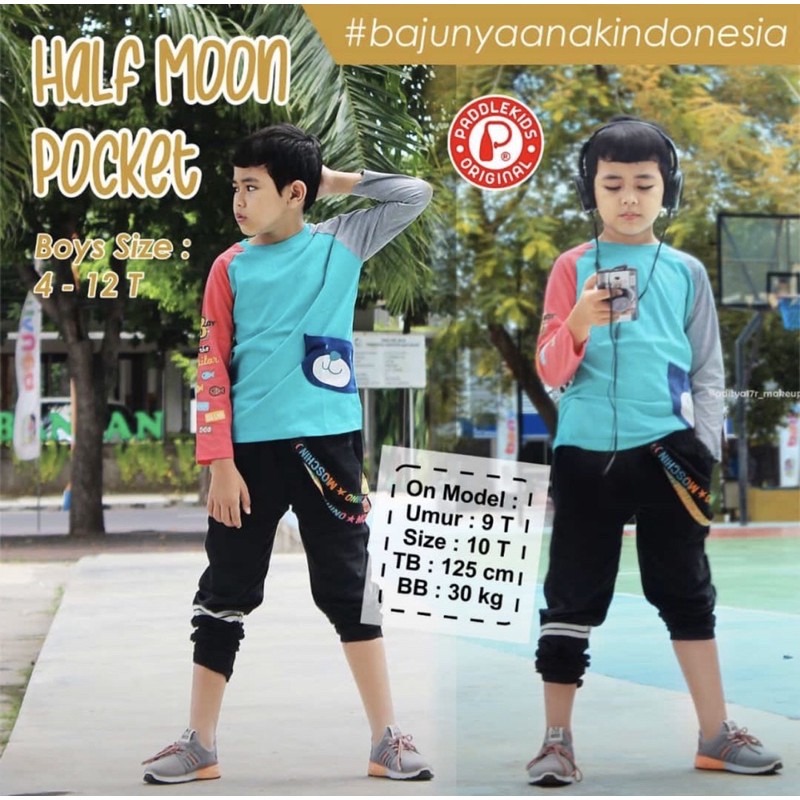 Paddlekids Kaos Anak Laki perempuan lengan panjang paddle kids half moon 4-12 (2-10 Thn)