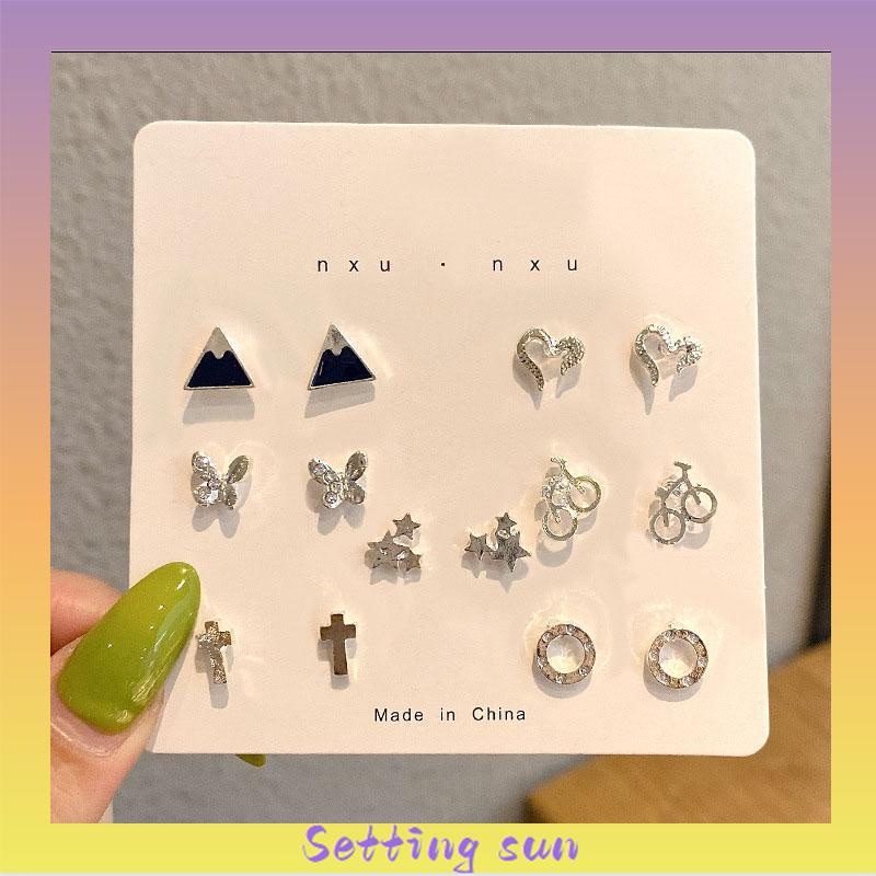 Set 7 Pasang Anting Kombinasi Model Sederhana TN