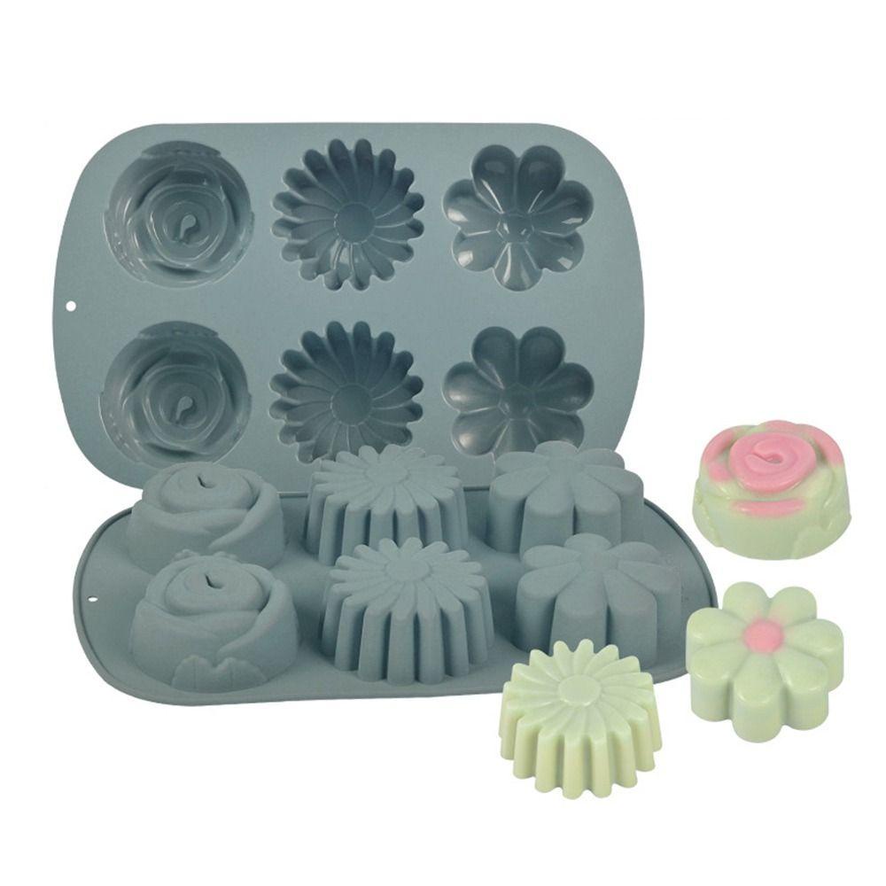 Solighter 3D Bunga Jelly Dome Baking Muffin Cup Cetakan Sabun Moon Cake Cetakan Kue Coklat