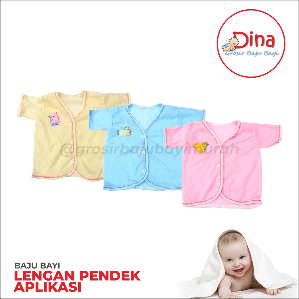 [GROSIR] Baju Bayi lengan Pendek newborn APLIKASI perlengkapan bayi lahir