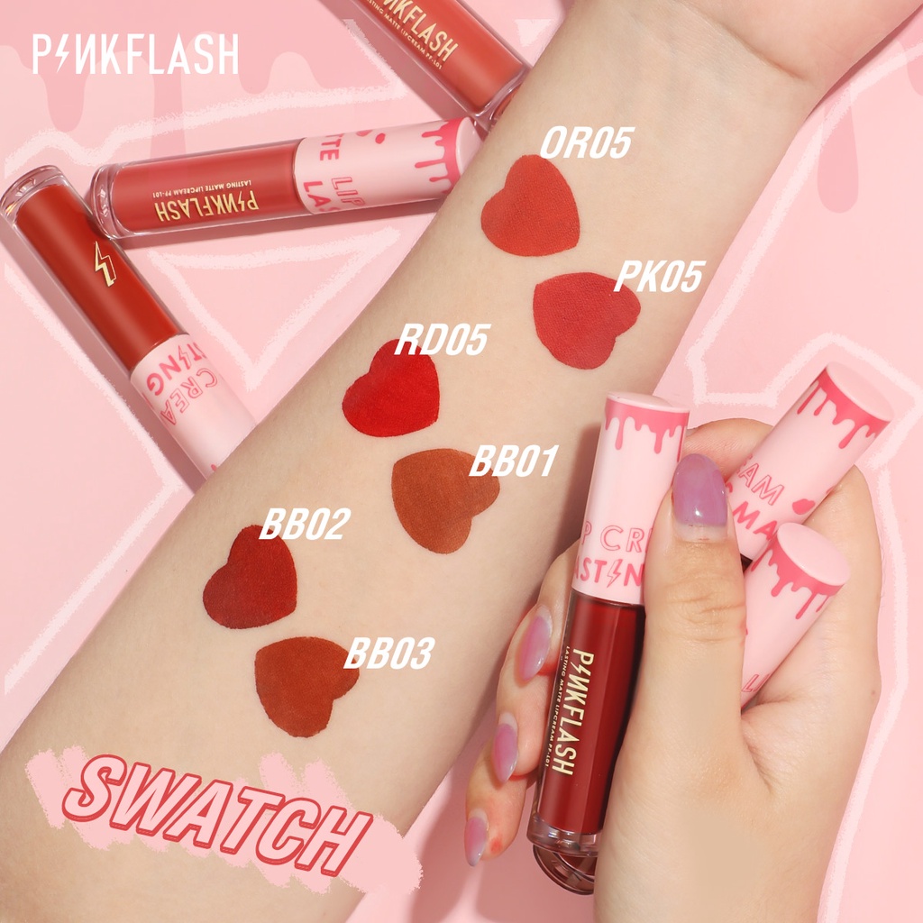 Celebshine PINKFLASH Lipstik Cair Matte Lembut Tahan Lama dengan Pelembab Pigmentasi Tinggi 24 Colors Celebshine