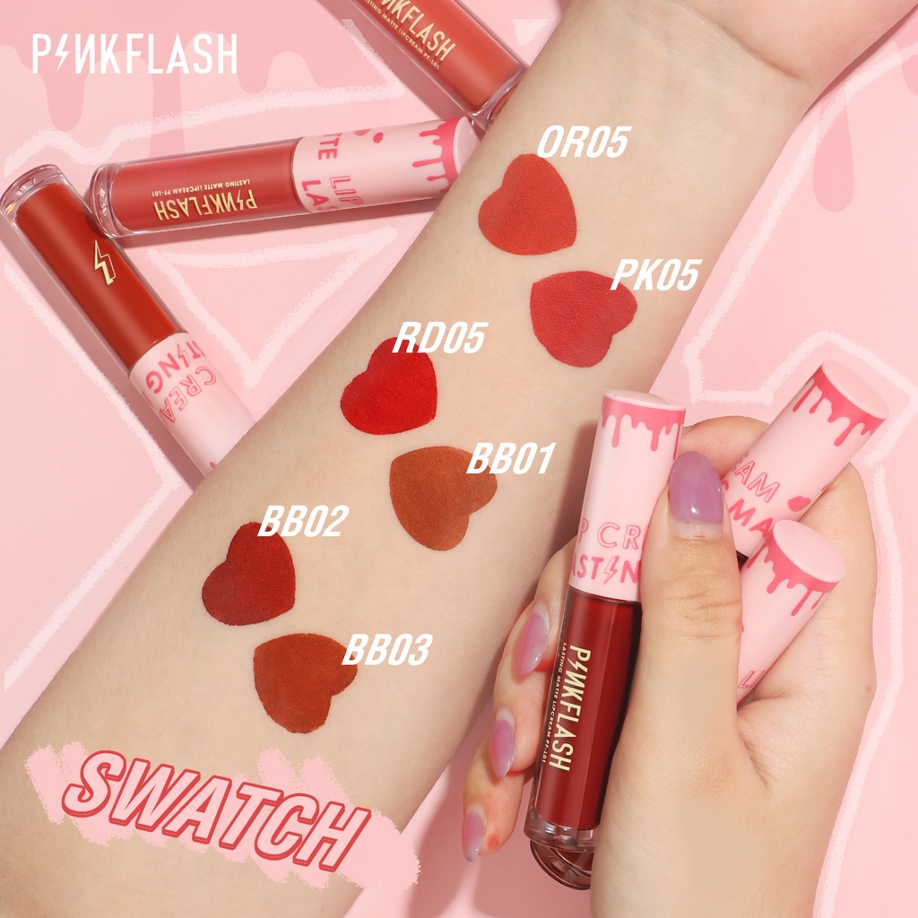 PINKFLASH Lipstick Cair Matte Lembut Tahan Lama Dengan Pelembab Celebshine