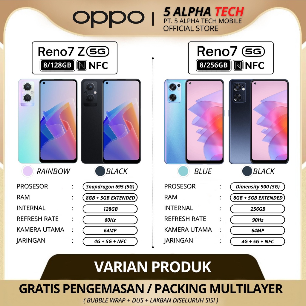 OPPO RENO7 5G | RENO7 Z 5G | RENO7 4G 8/256GB 8/128GB RENO 7 5G RENO 7 Z GARANSI RESMI OPPO