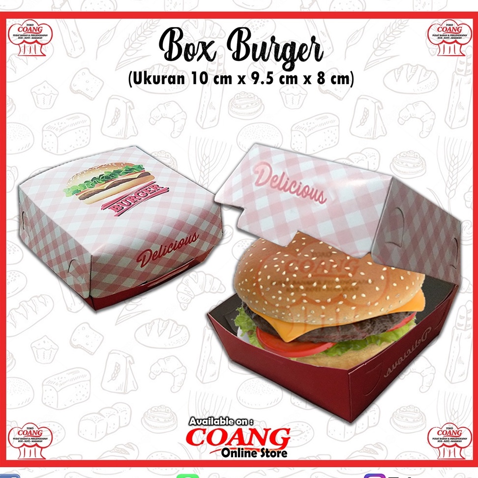 

BOX BURGER 10 X 9.5 CM @25 PCS - KEMASAN BURGER