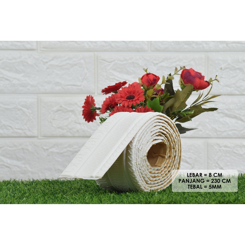 LIST FOAM WALL BORDER 3D LIS WALLPAPER BORDER STICKER WAINSCOATING-SWL01-PUTIH