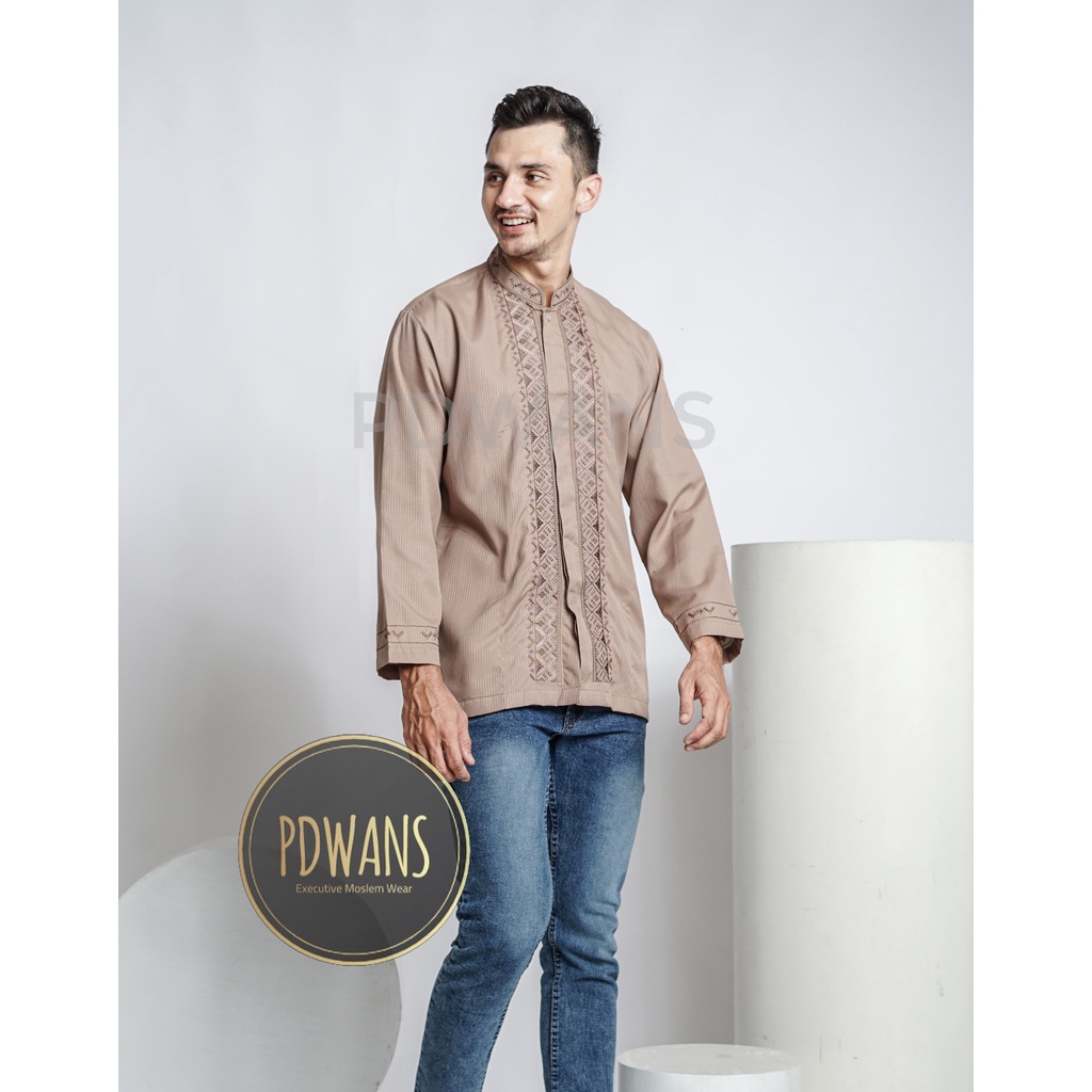 Baju Koko Lengan Panjang seri Warna Bordir Ukuran M L XL WANSPJG01W - PDWANS