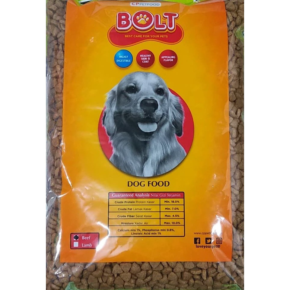 Pakan anjing Merk Bolt Repack 1kg
