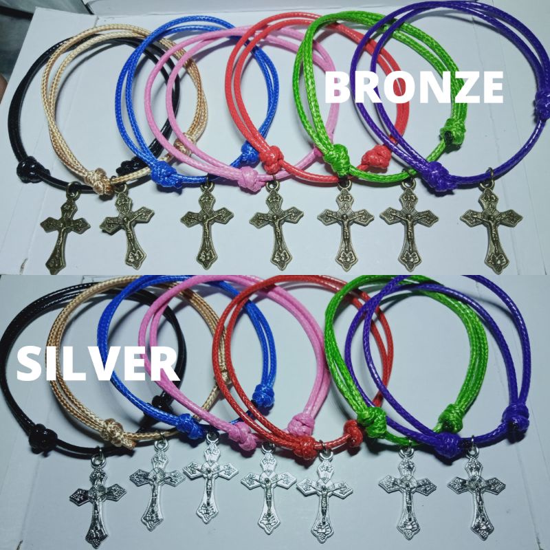 Gelang Tali Korea 2mm Liontin Salib
