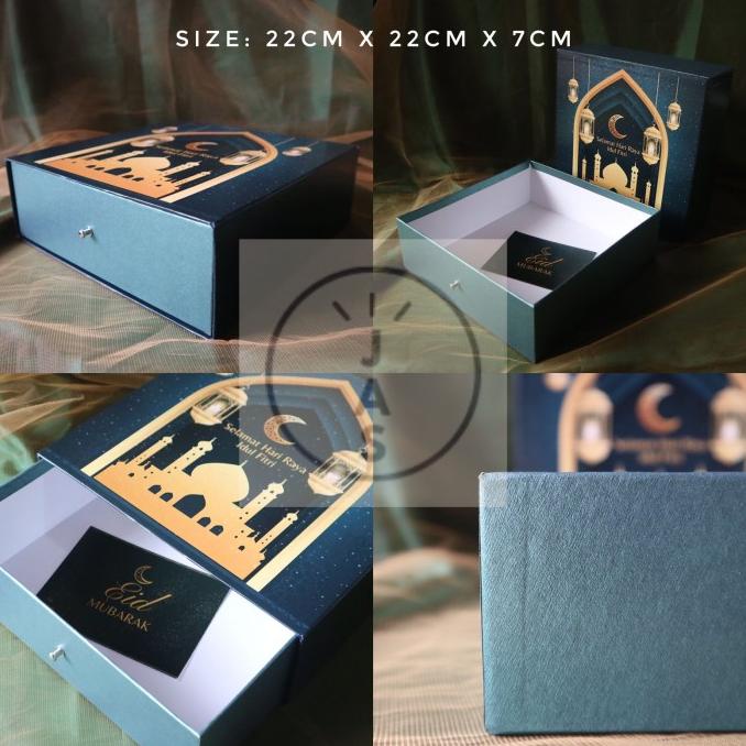 

[COD] kotak kue laci 22x22x7 edisi lebaran ramadhan + Logo custom [COD]