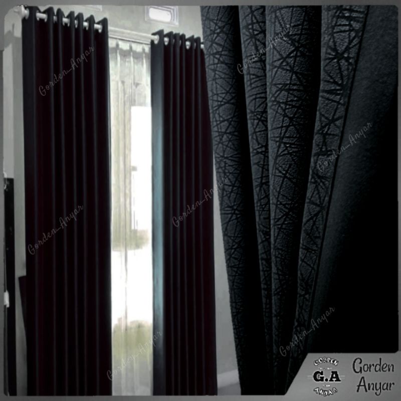 Gorden Horden Blackout import tebal minimalis warna HITAM