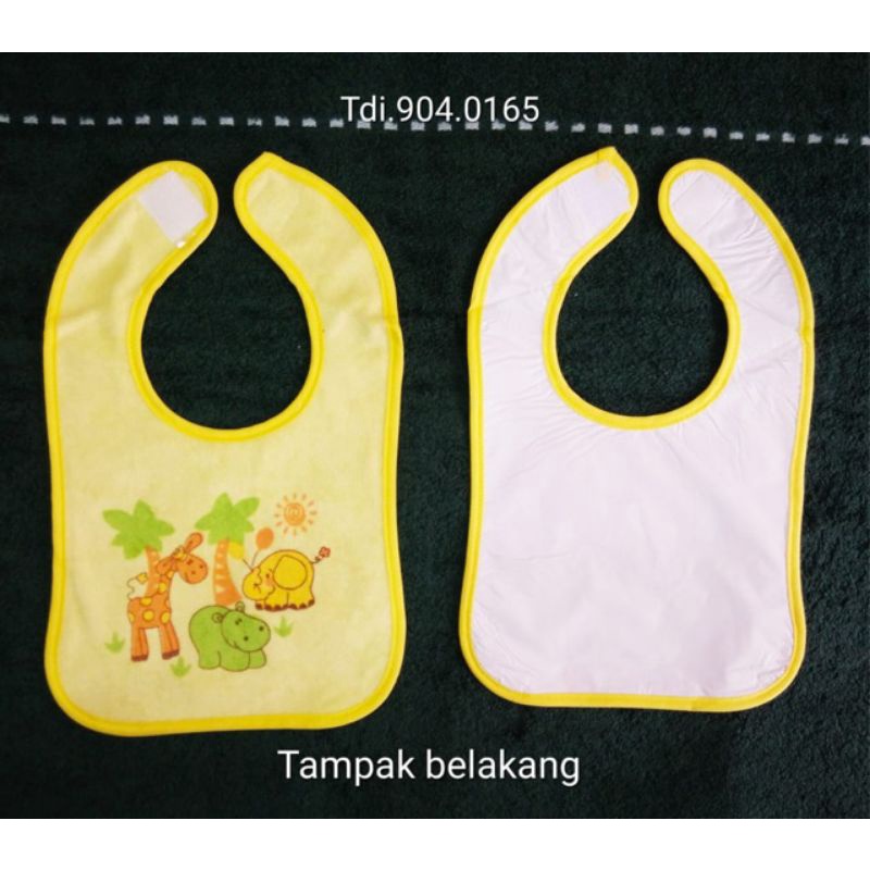 Tadah iler bayi / slebber bayi plastik perekat tali / celemek makan bayi