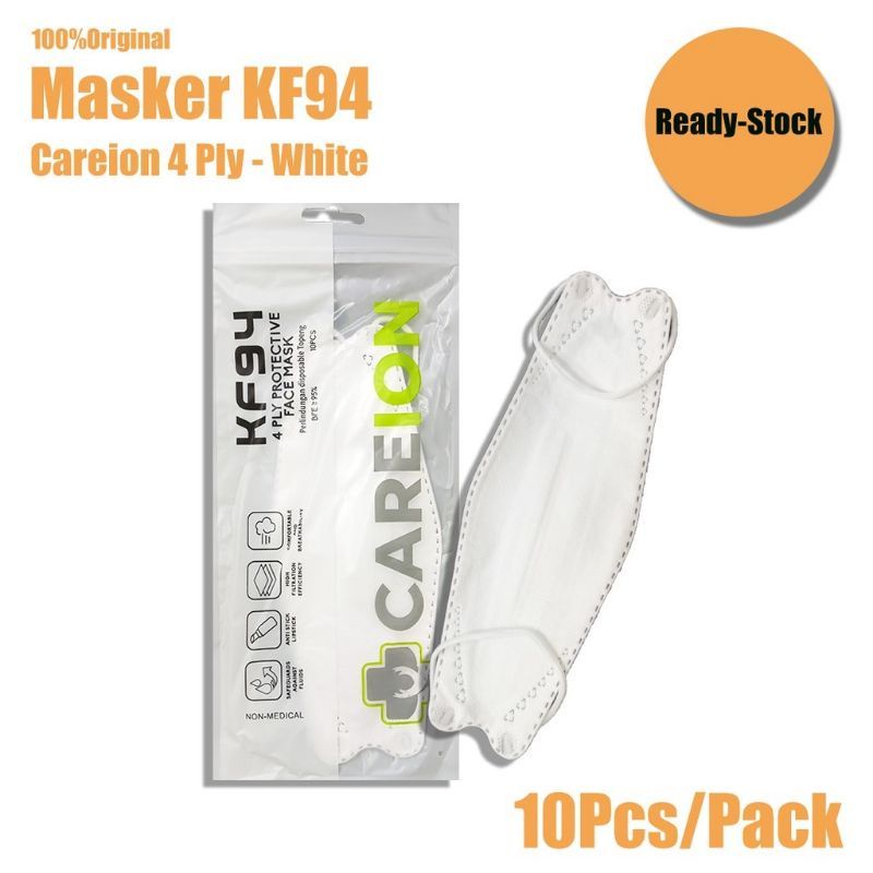 KF94 MASKER FACEMASK MOUSON / CAREION / ONCARE 4PLY ISI 10 PCS WARNA HITAM - PUTIH-PUTIH CAREION / KF94