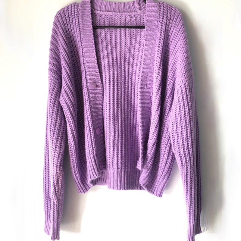 PRELOVED CARDIGAN/OUTER LILAC rajut tebal
