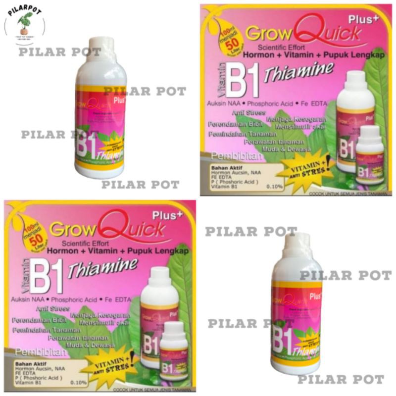 GROW QUICK VITAMIN B1 PLUS 500 ML PUPUK HORMON AKAR KEMASAN PABRIK - B1 GROW QUICK BESAR