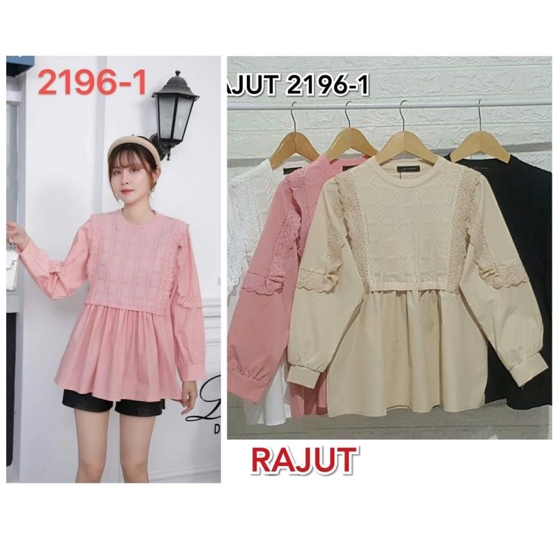 ATASAN JUMBO WANITA BAHAN KATUN MIX RAJUT UKURAN ALL SIZE LD 110 CM/atasan wanita import/blouse zara